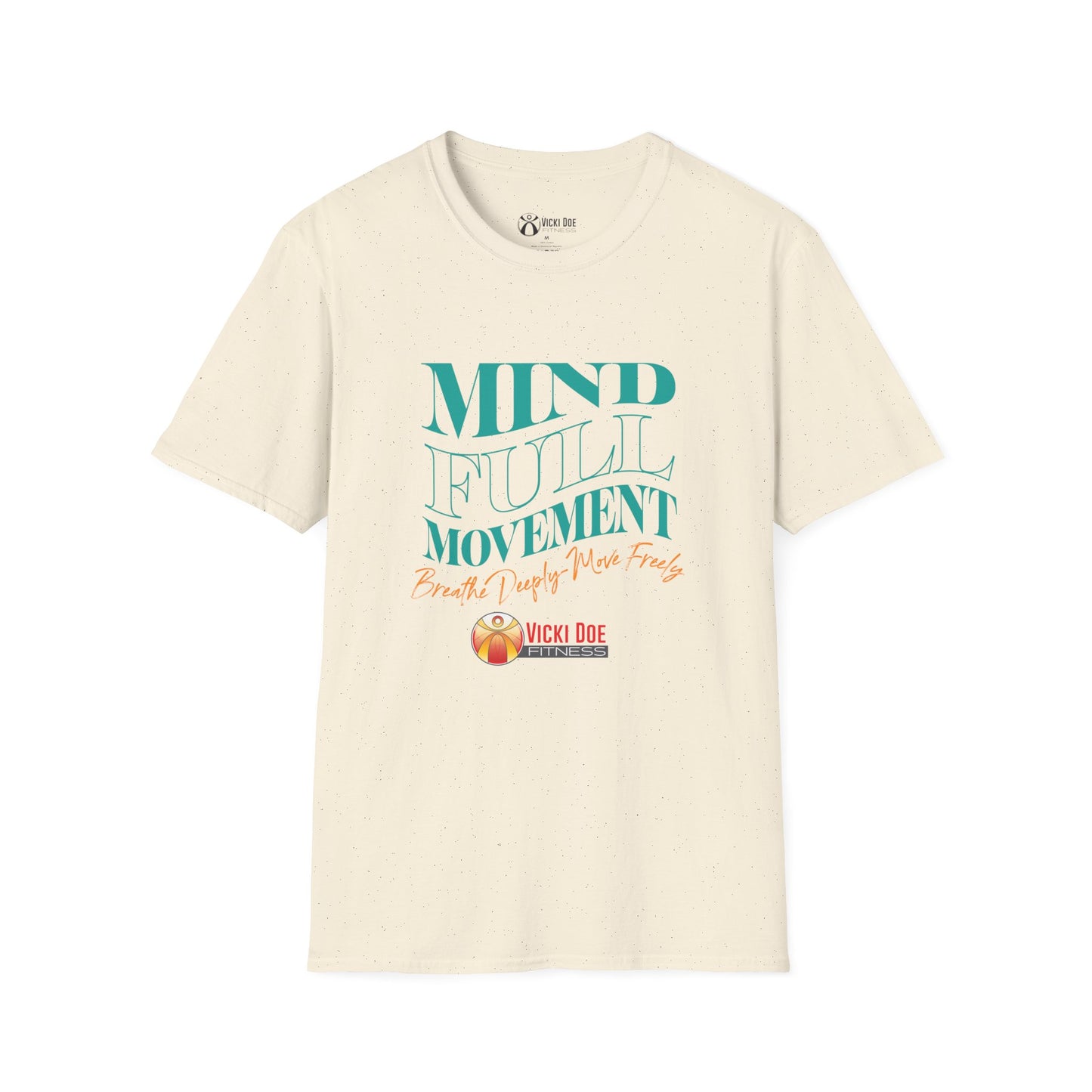 Colorful Vicki Doe Fitness “Mindful Movement” Unisex Softstyle T-Shirt